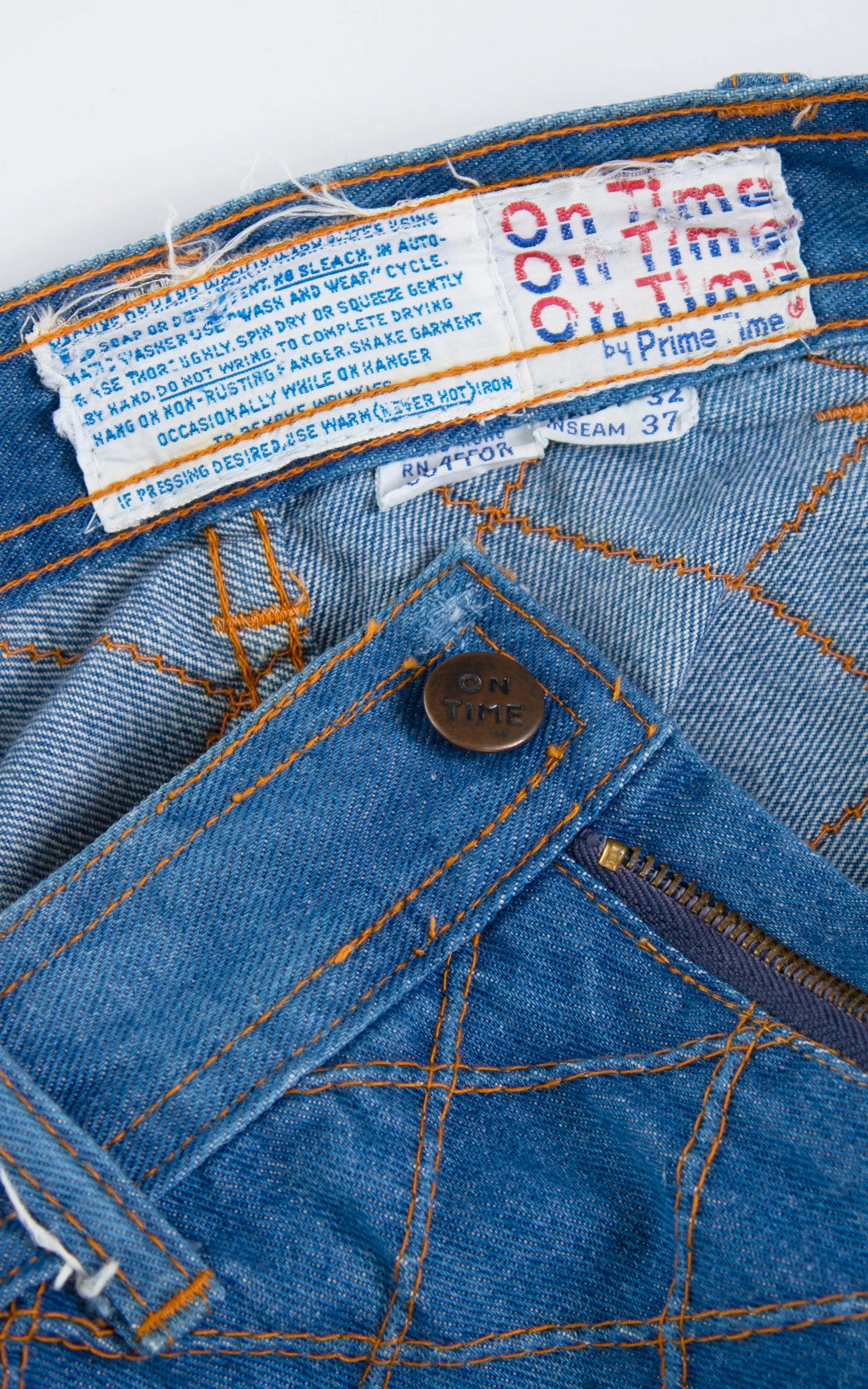 1970s Top Stitch Denim Bell Bottom Jeans | medium