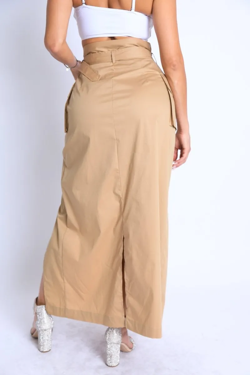 Asymmetric Belted Maxi Skirt with Pockets  Formal & Casual Chic