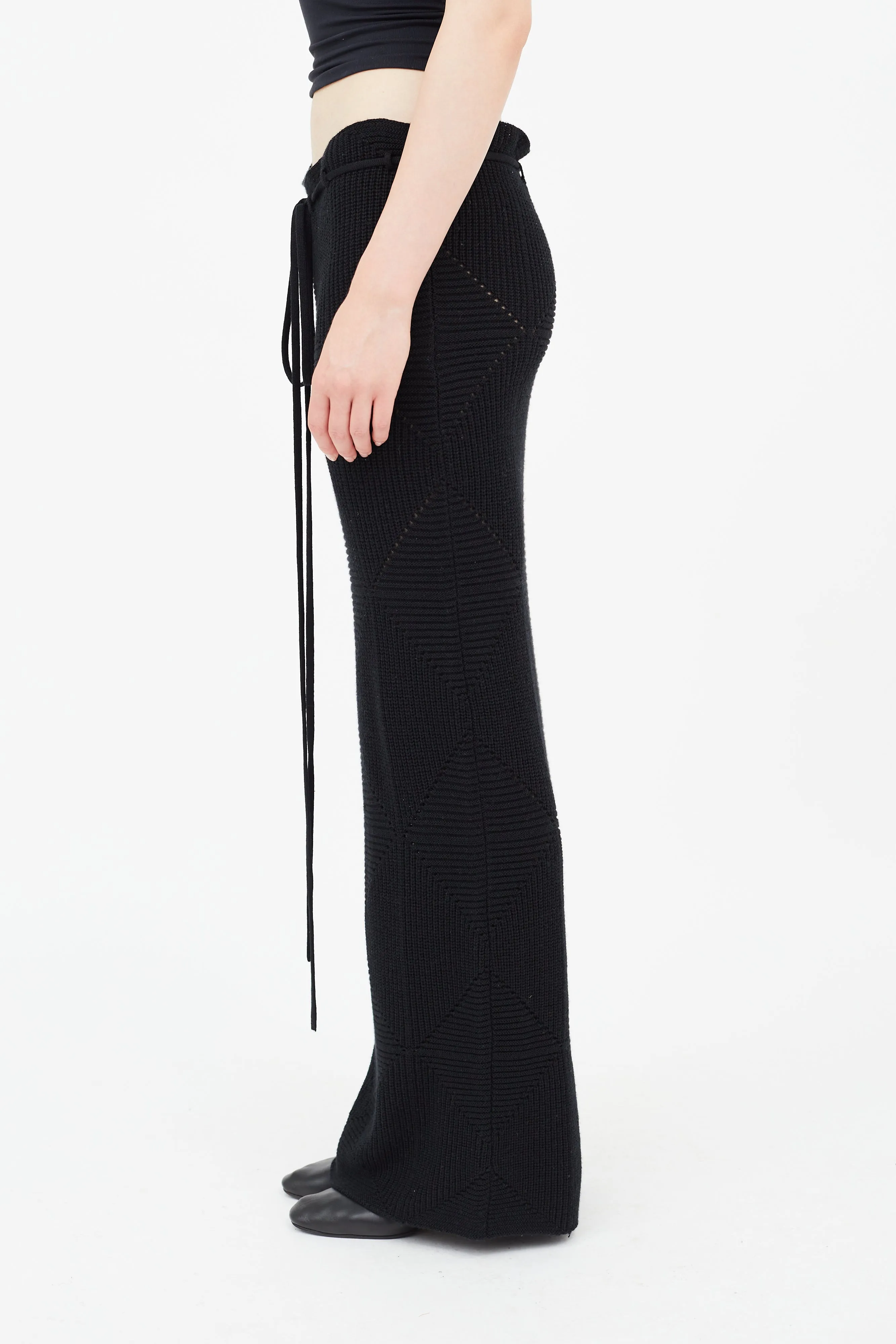 Black Crochet Midi Skirt