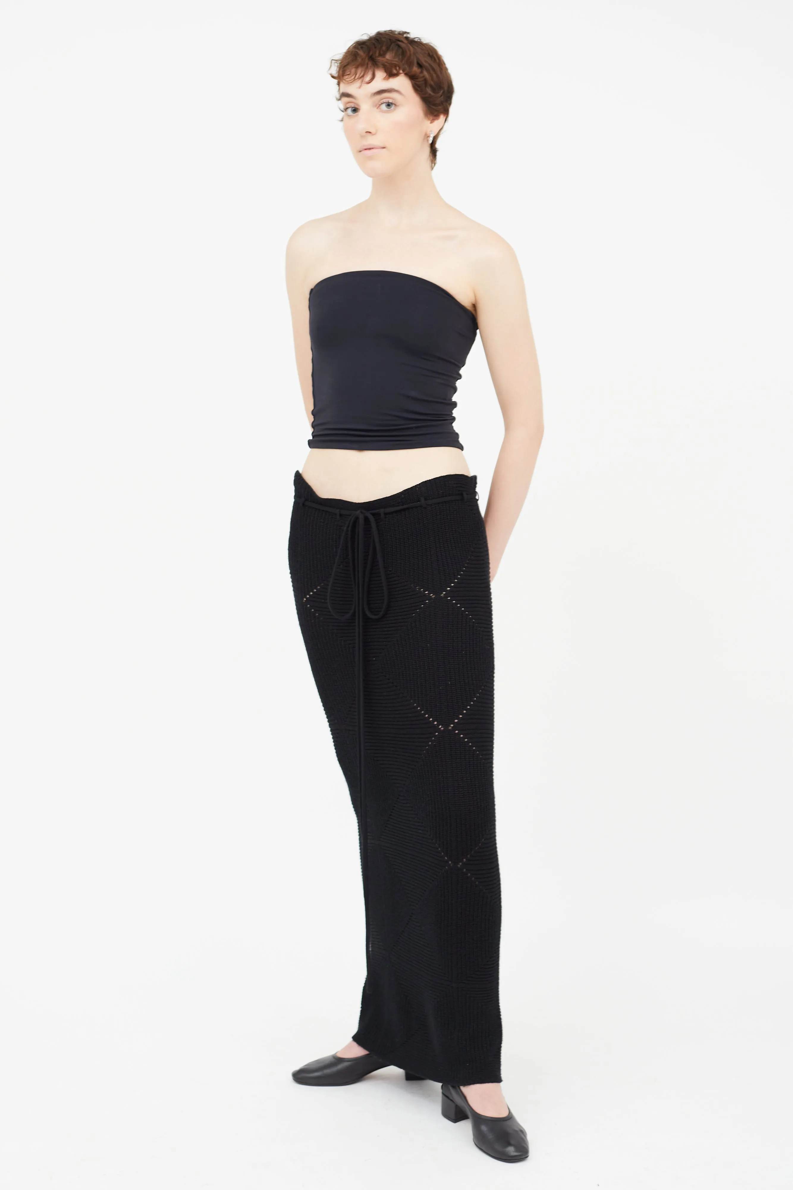 Black Crochet Midi Skirt