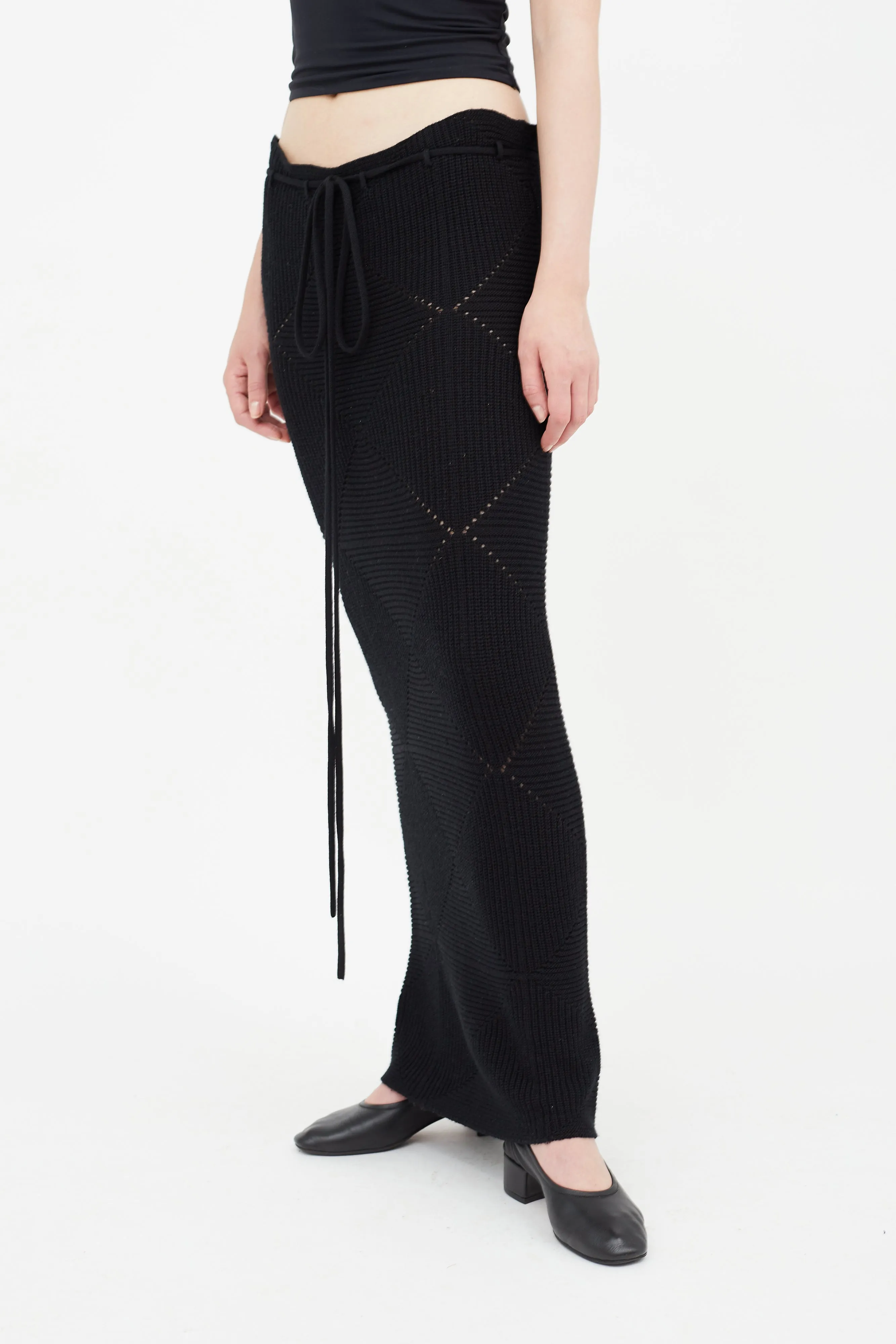 Black Crochet Midi Skirt