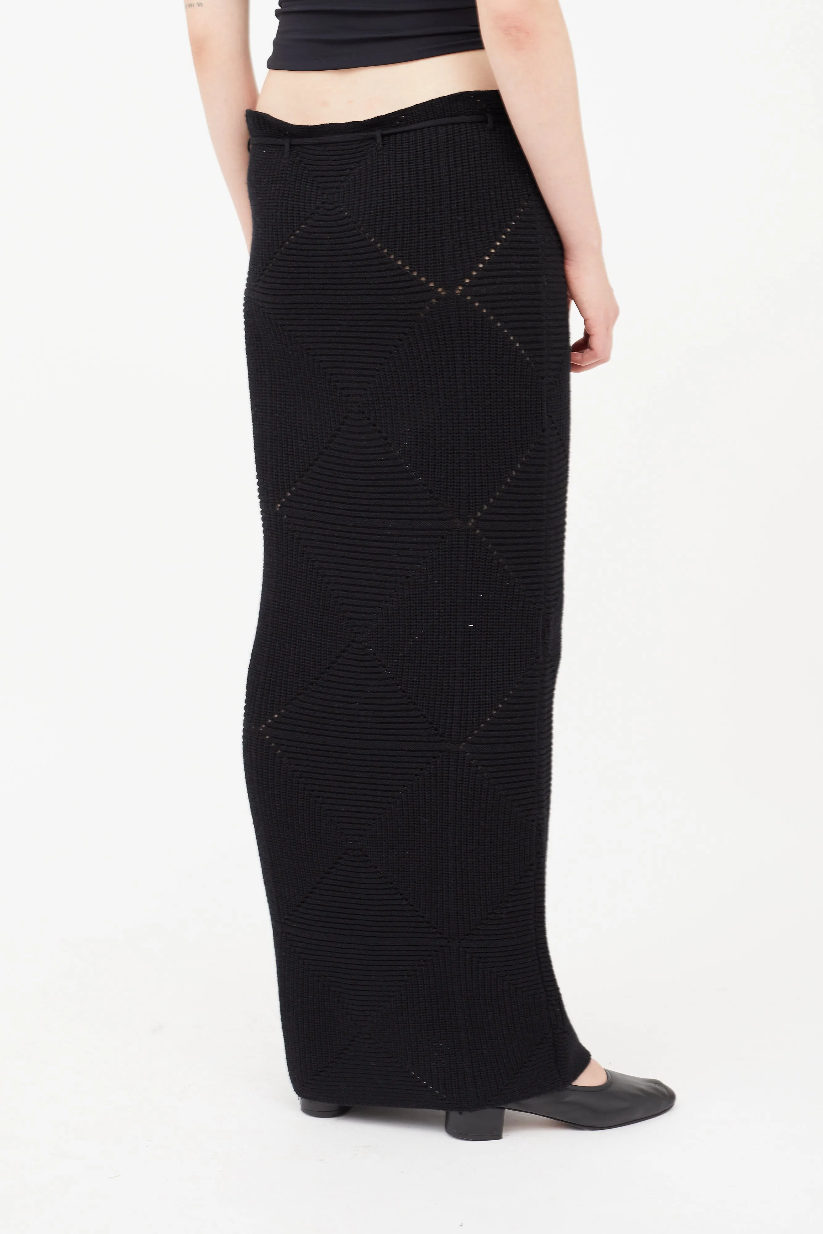 Black Crochet Midi Skirt