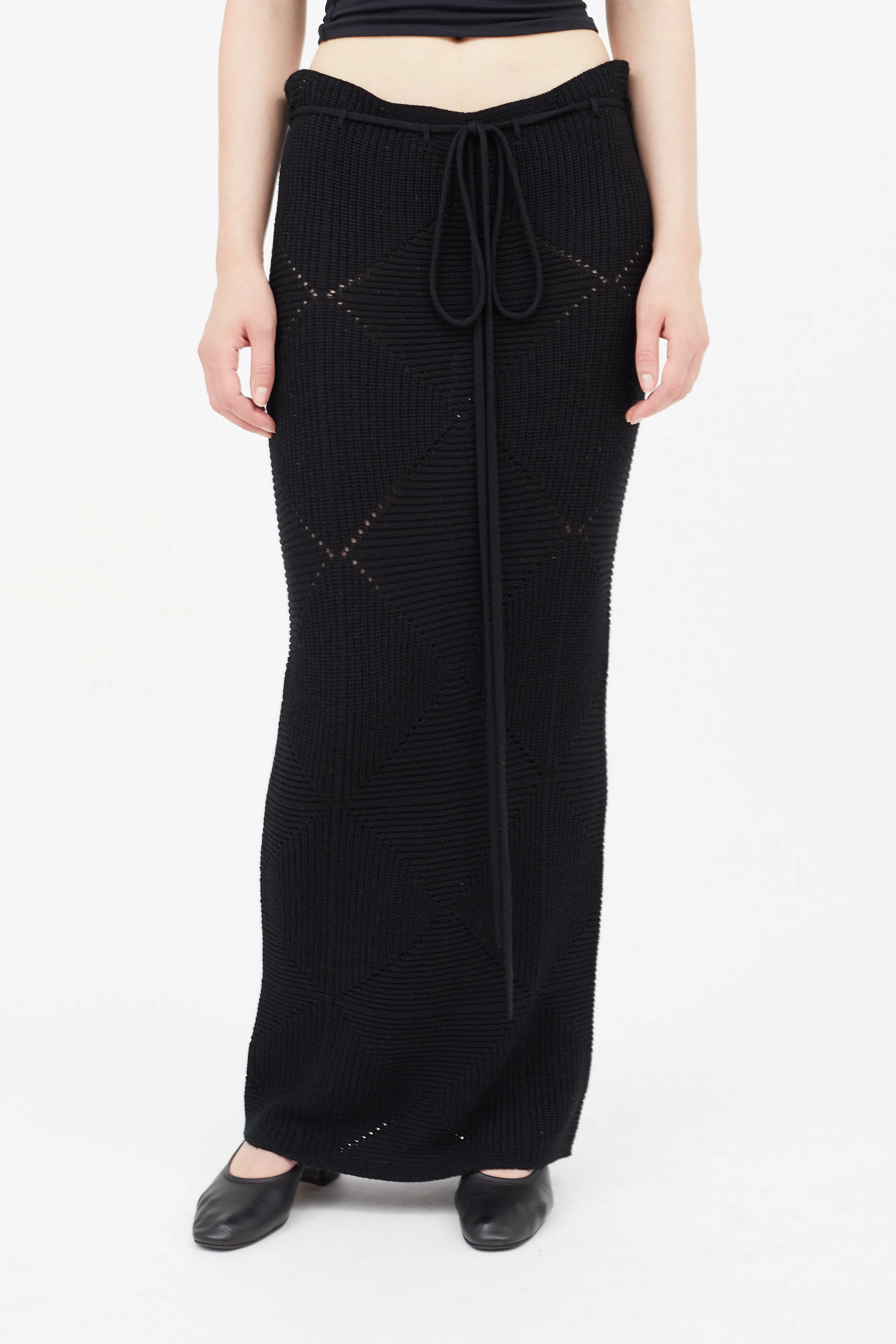 Black Crochet Midi Skirt