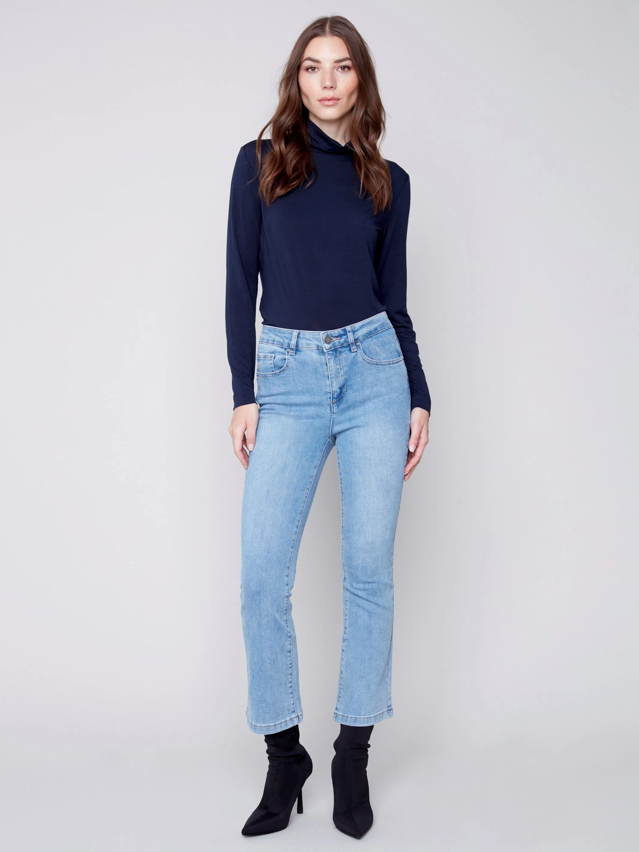 Bootcut Stretch Denim Pants - Light Blue