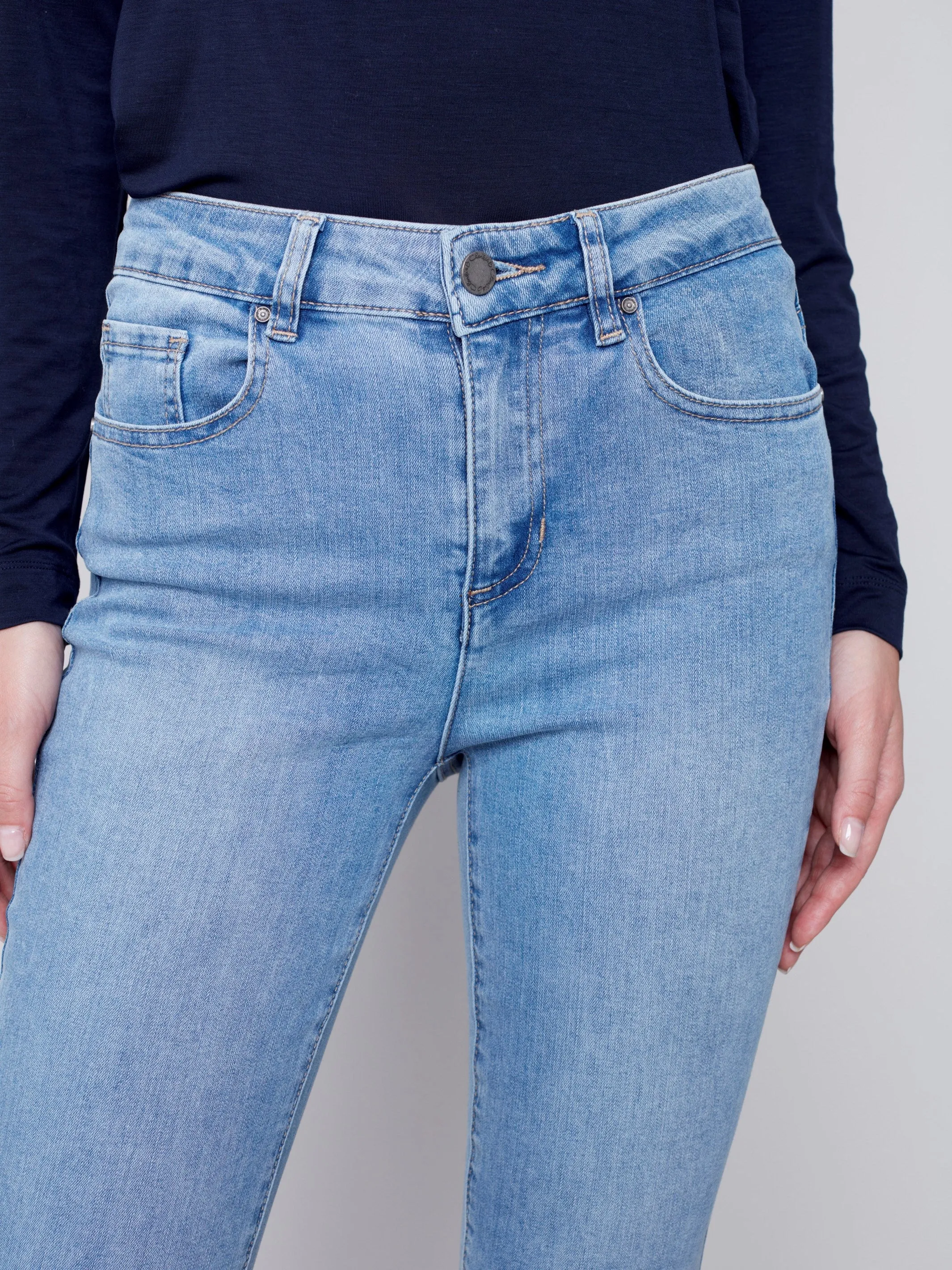 Bootcut Stretch Denim Pants - Light Blue