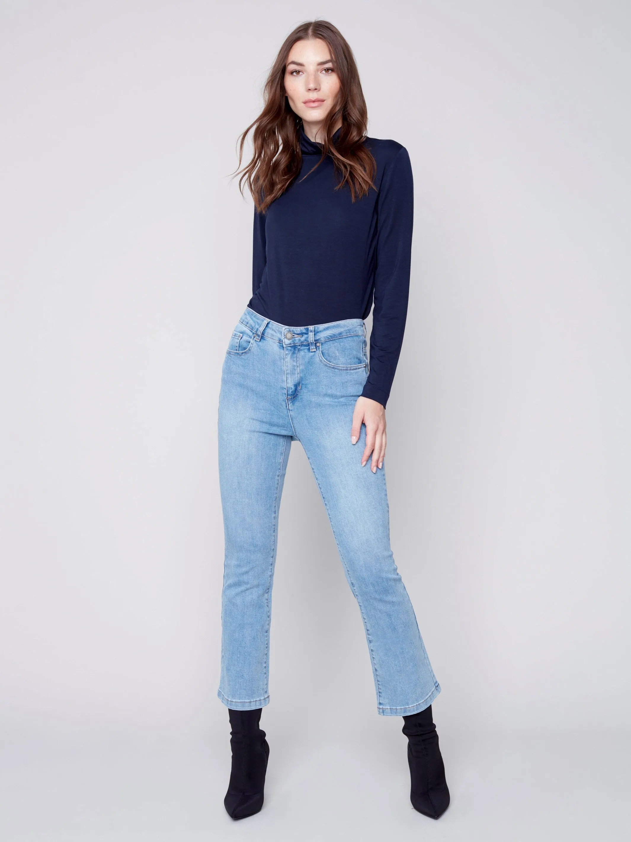 Bootcut Stretch Denim Pants - Light Blue
