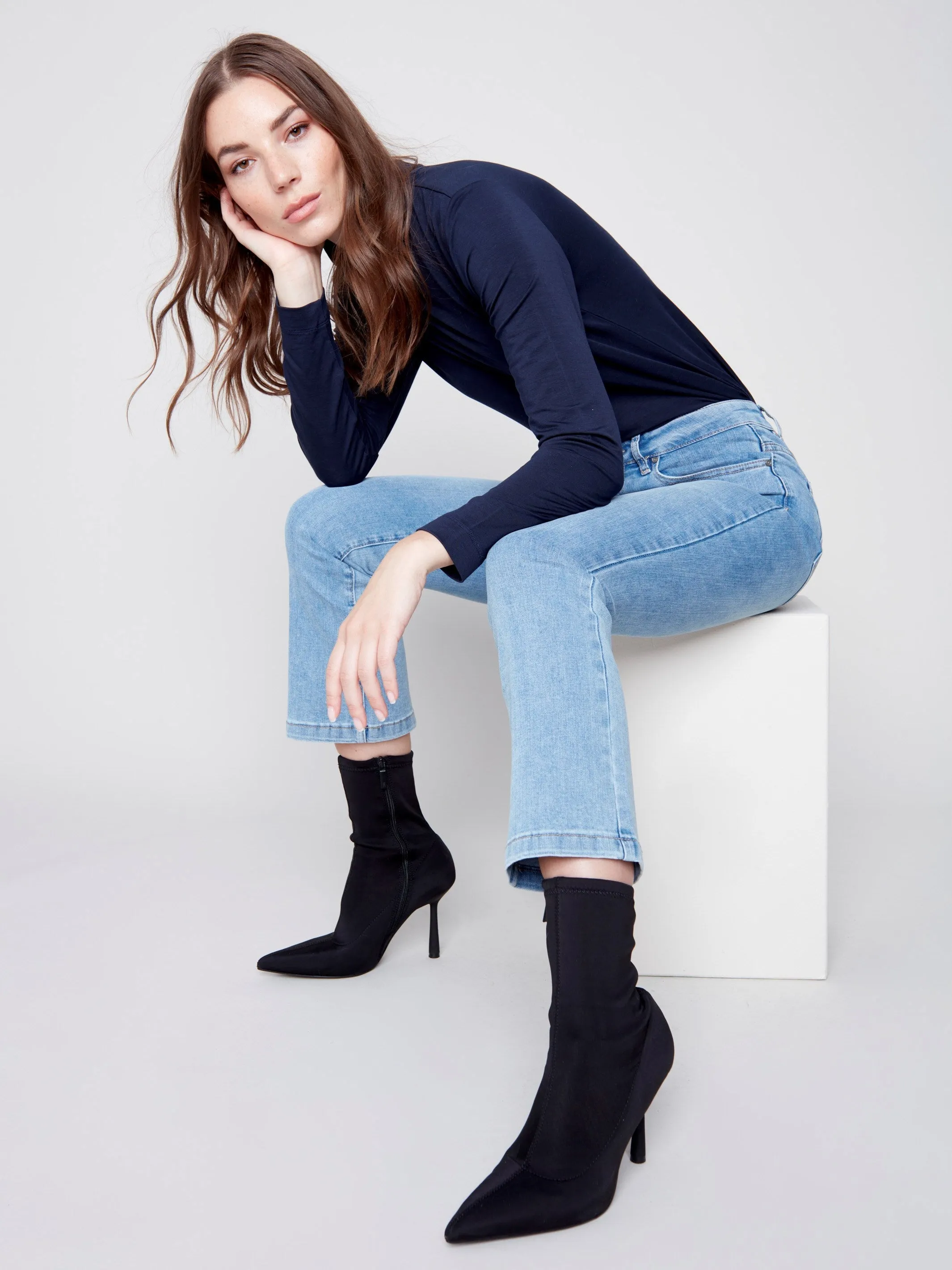 Bootcut Stretch Denim Pants - Light Blue