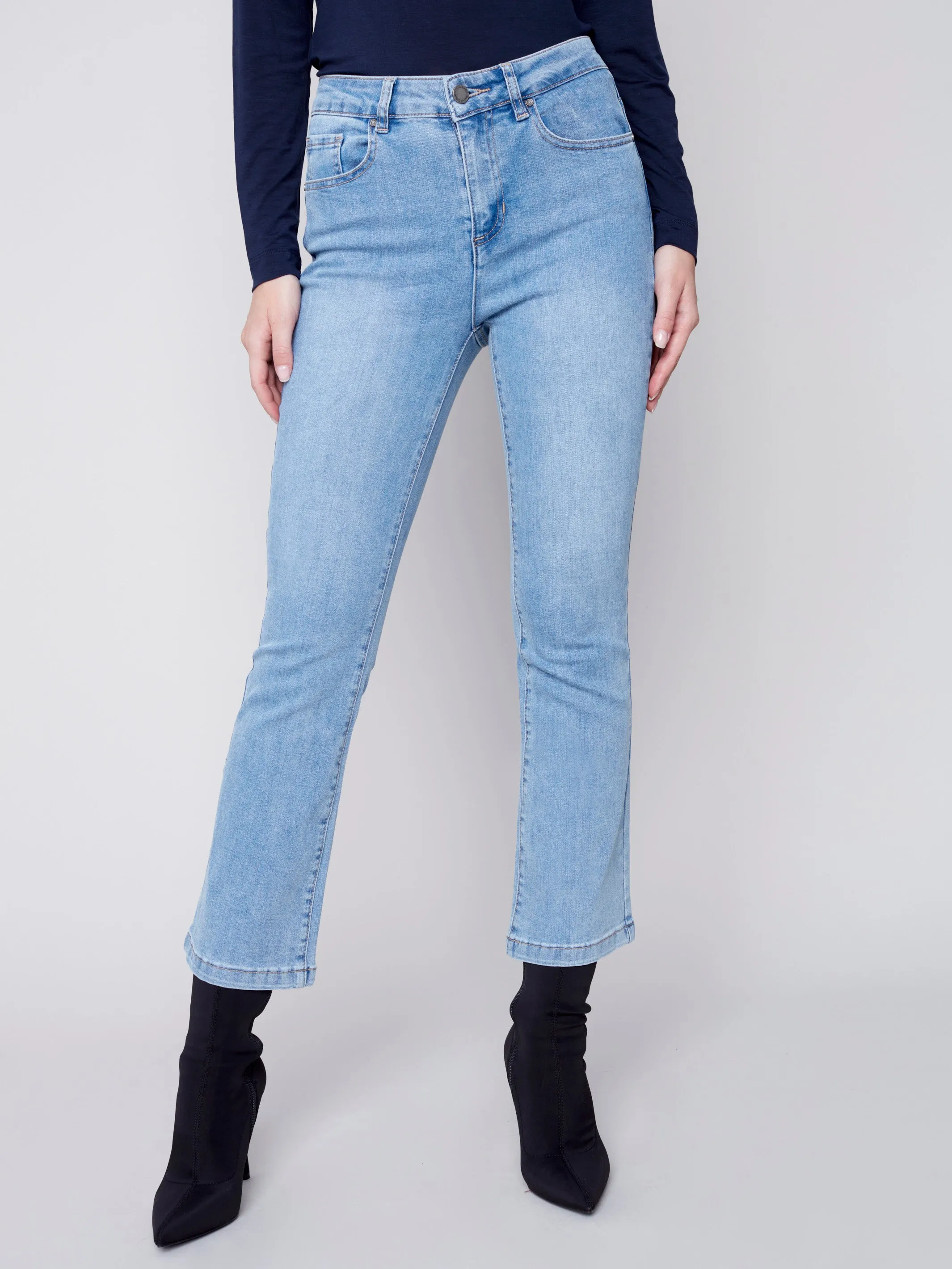 Bootcut Stretch Denim Pants - Light Blue