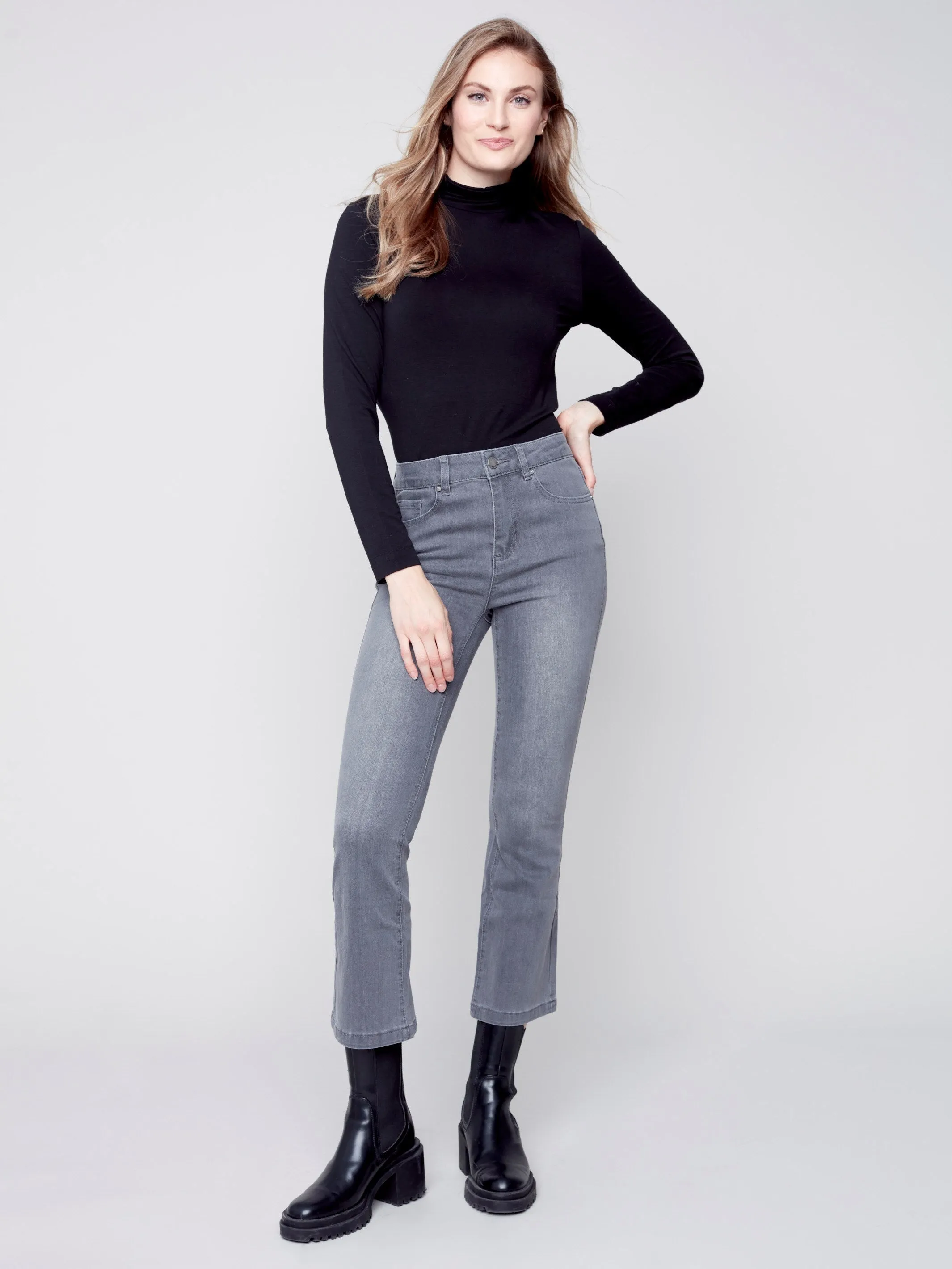 Bootcut Stretch Denim Pants - Medium Grey