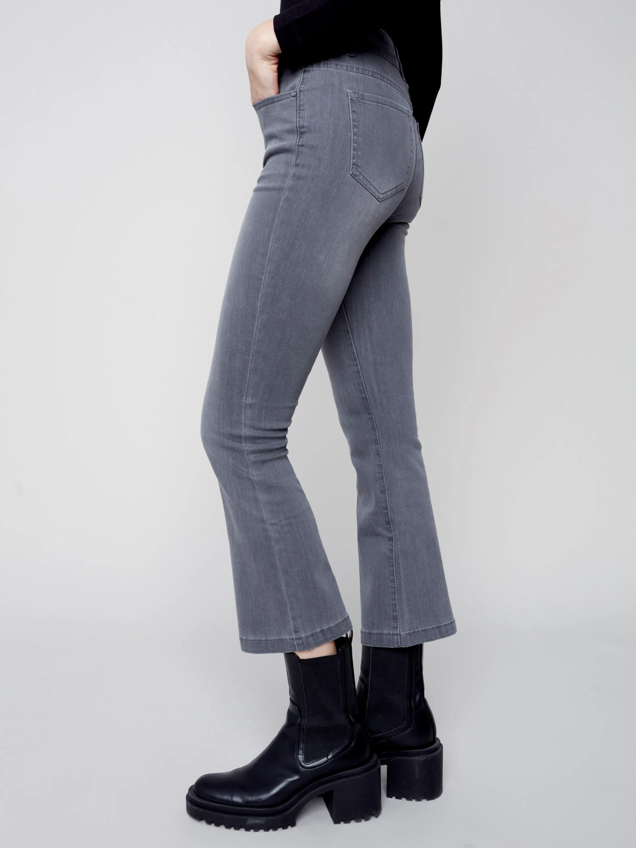 Bootcut Stretch Denim Pants - Medium Grey