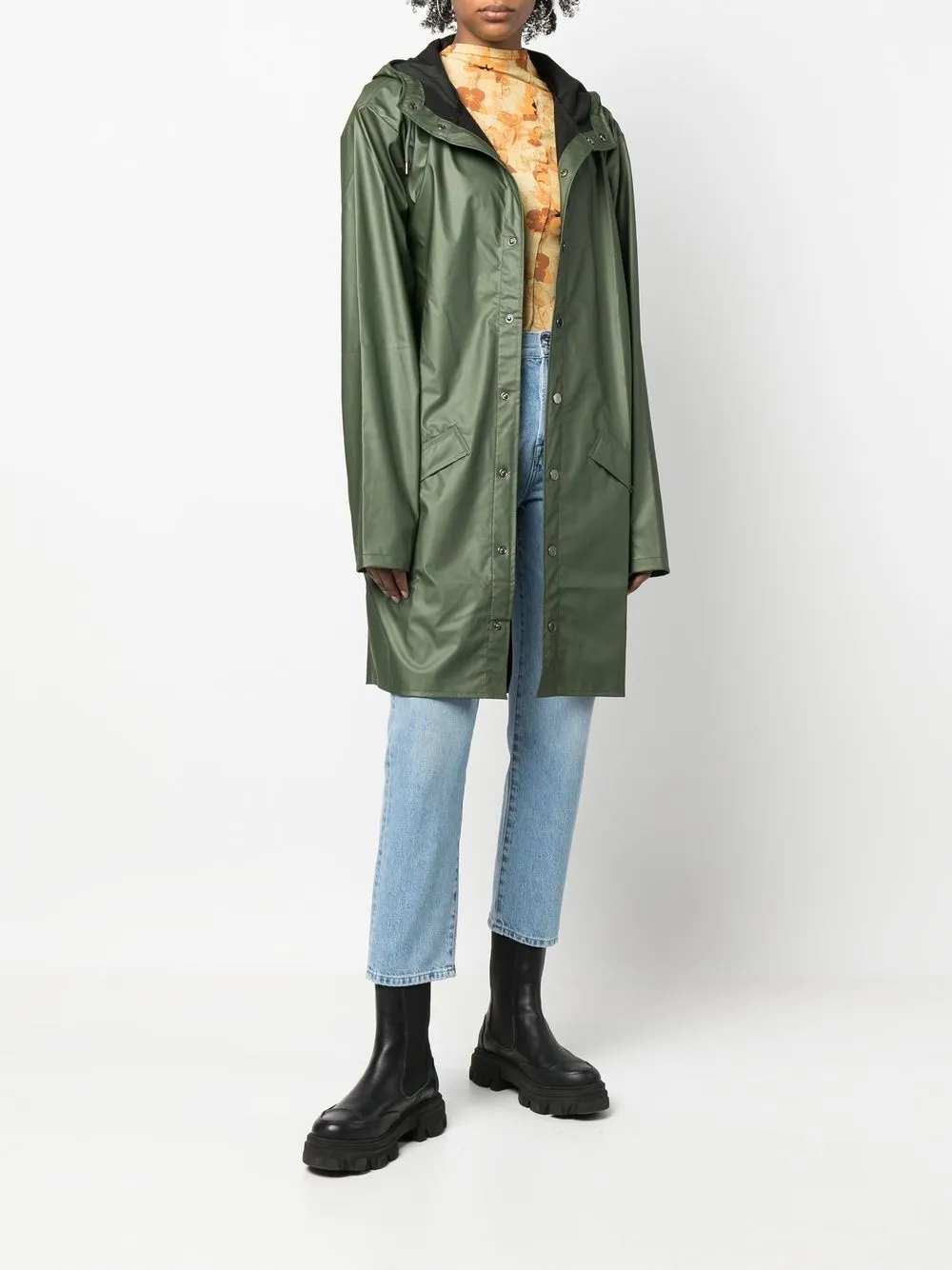 drawstring hood raincoat