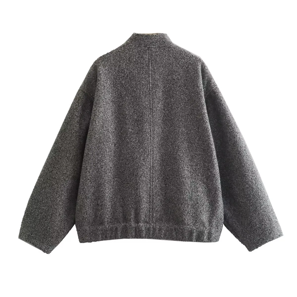 Gray Casual Jacket Women Fashion Chic Lady Long Sleeves