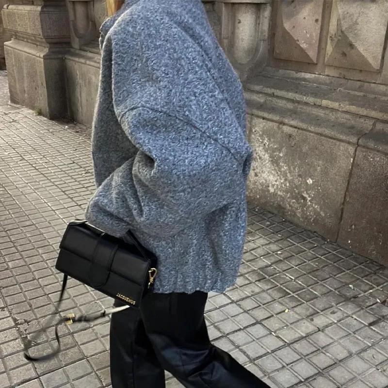 Gray Casual Jacket Women Fashion Chic Lady Long Sleeves