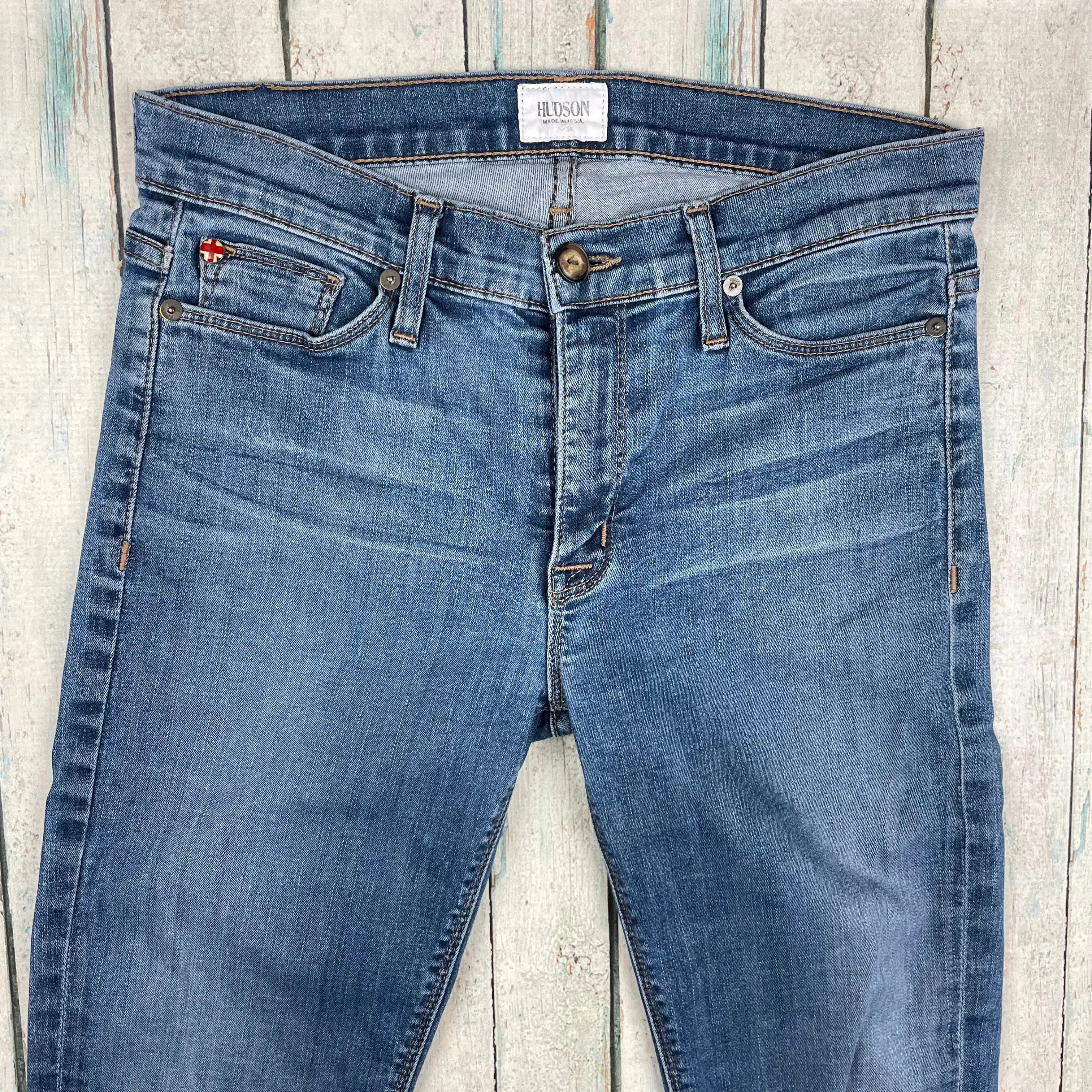 Hudson USA 'Nico' Mid Rise Skinny Distressed Jeans - Size 27