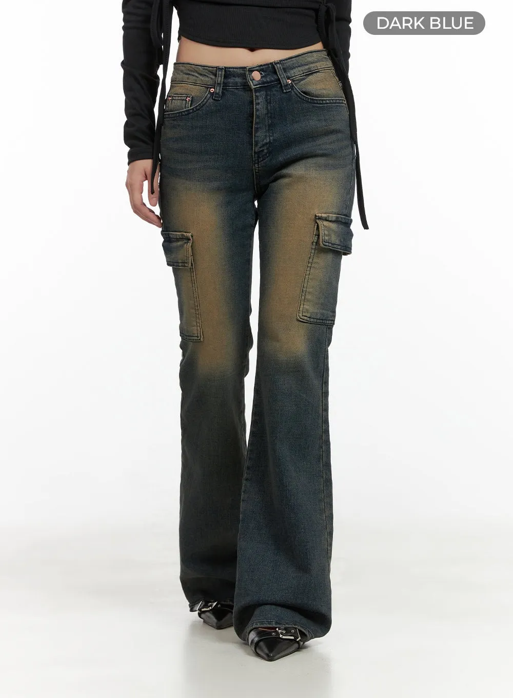 Jada Vintage Washed Pocket Slim Bootcut Jeans CG422