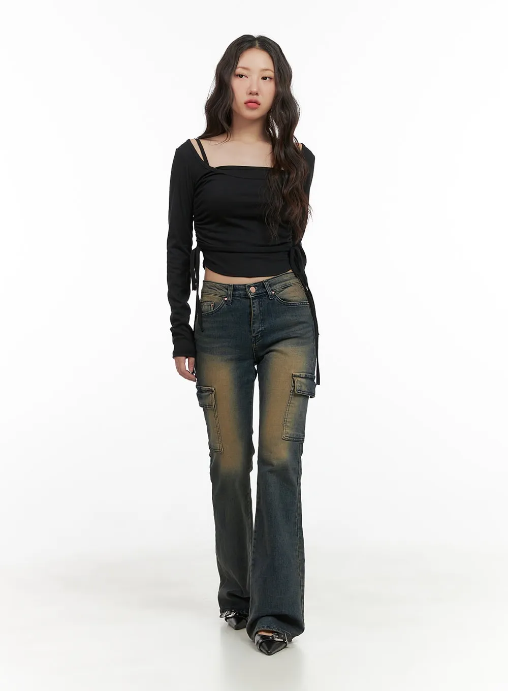 Jada Vintage Washed Pocket Slim Bootcut Jeans CG422