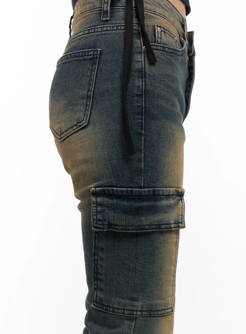 Jada Vintage Washed Pocket Slim Bootcut Jeans CG422