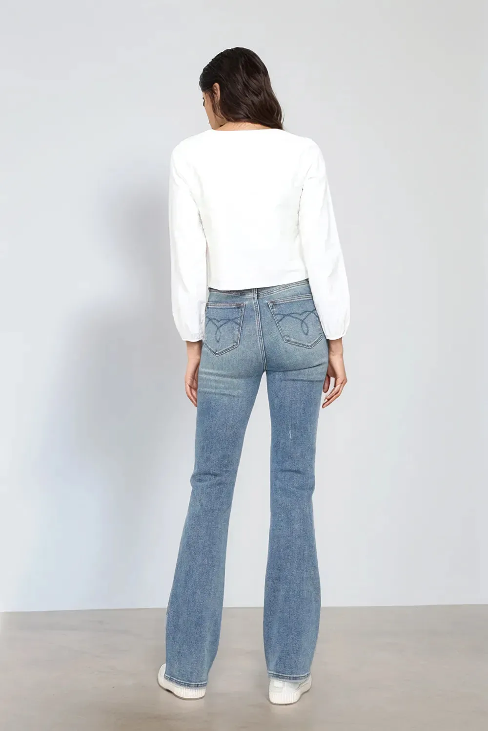 Judy Blue Tummy Control Back Embroidered Pocketed Bootcut Jeans (3 lengths)