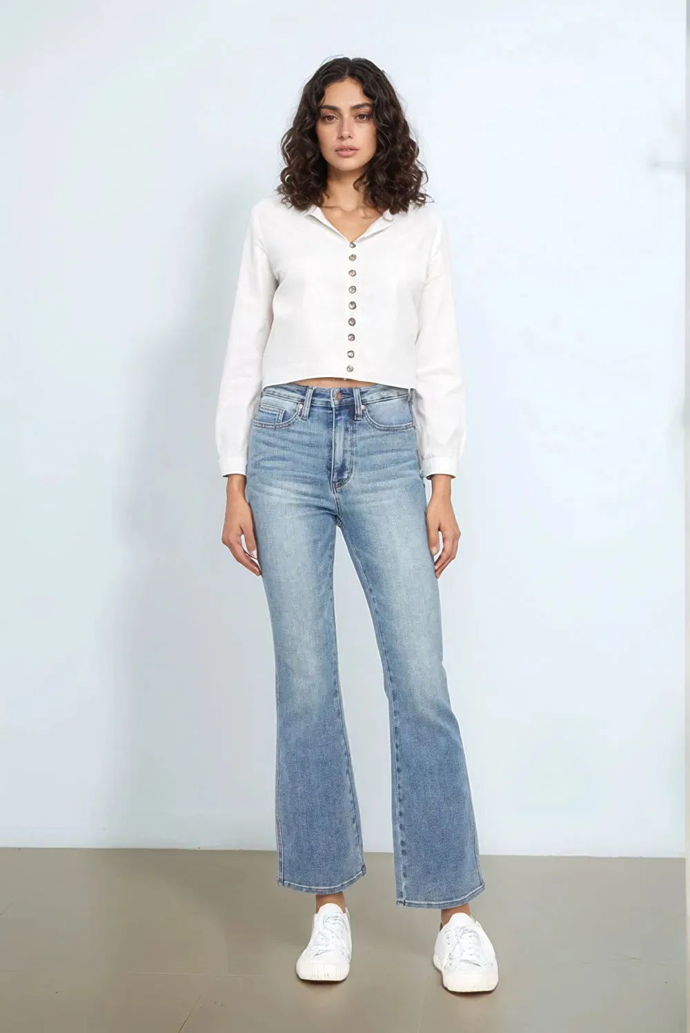Judy Blue Tummy Control Back Embroidered Pocketed Bootcut Jeans (3 lengths)