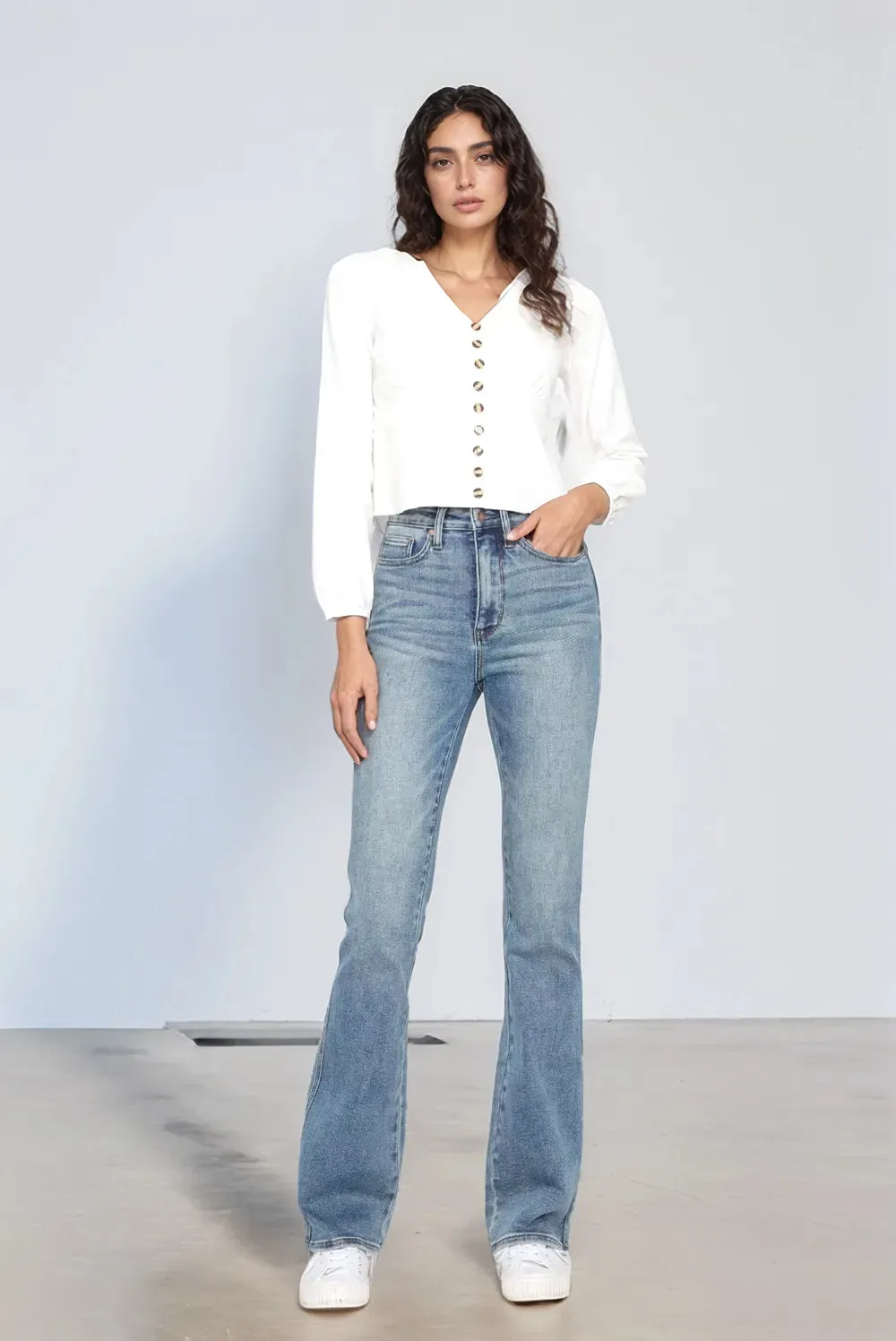 Judy Blue Tummy Control Back Embroidered Pocketed Bootcut Jeans (3 lengths)