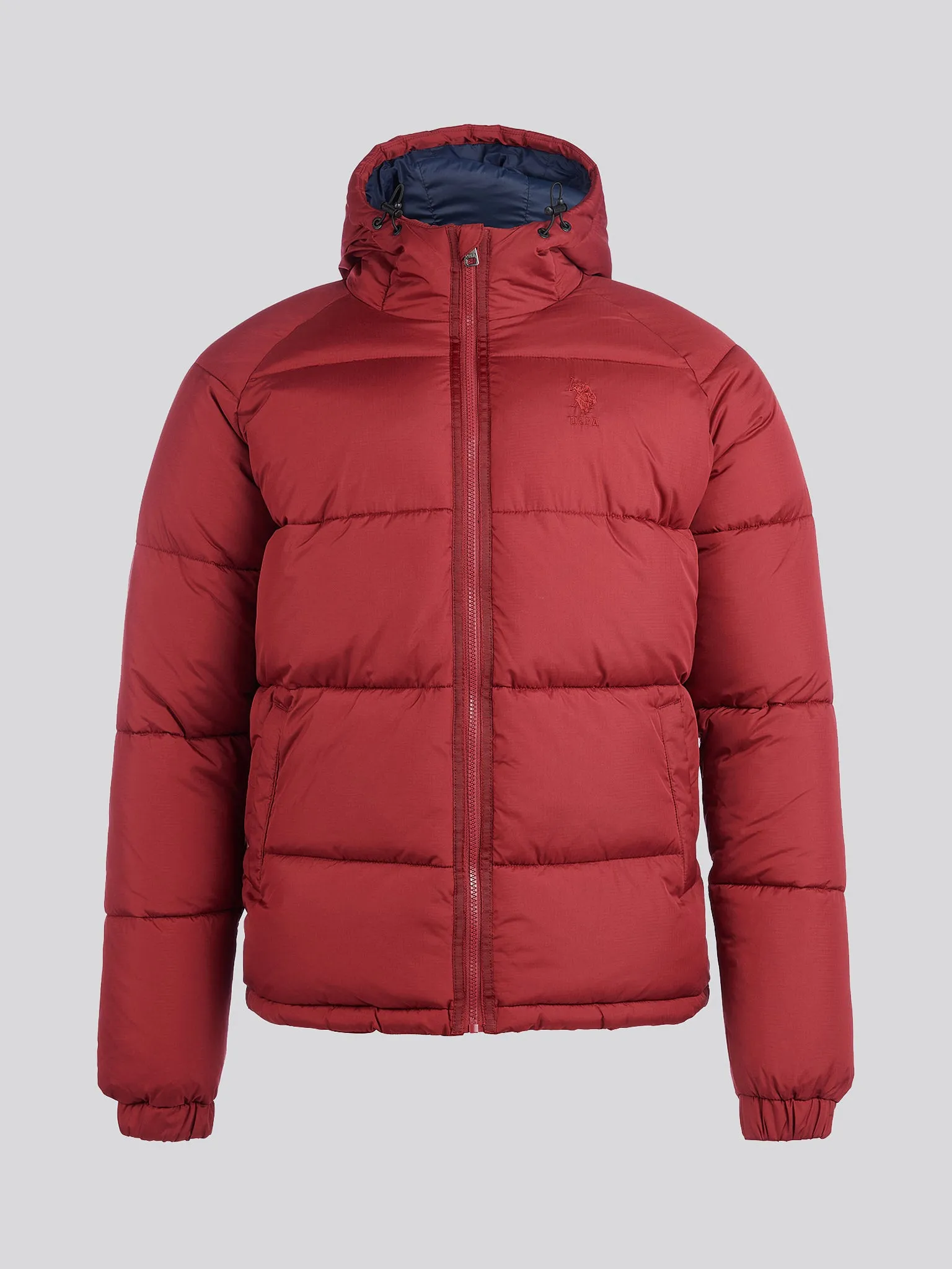 Mens Ripstop Hooded Puffer Jacket in Tibetan Red
