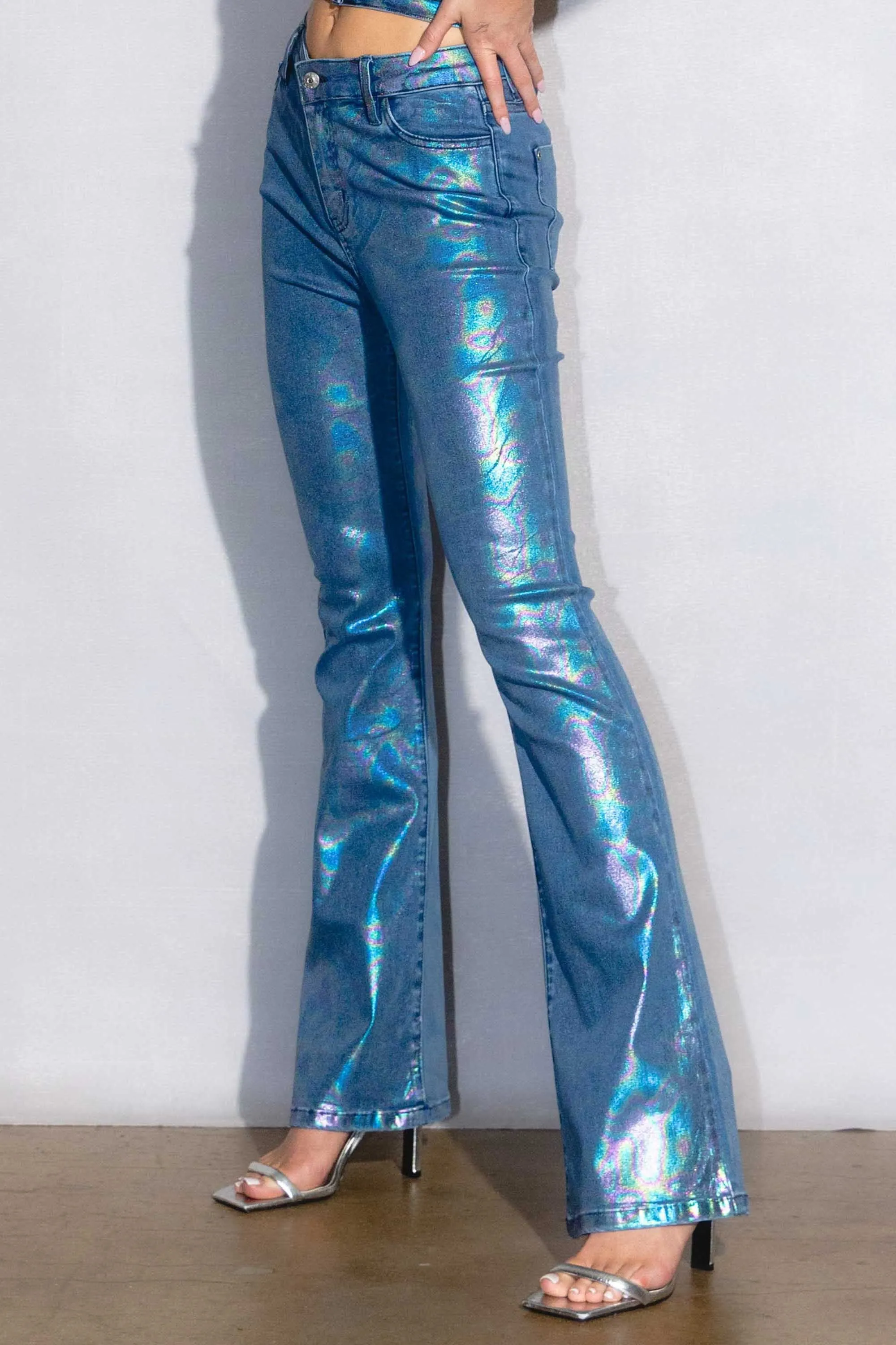 Metallic Bootcut Jeans