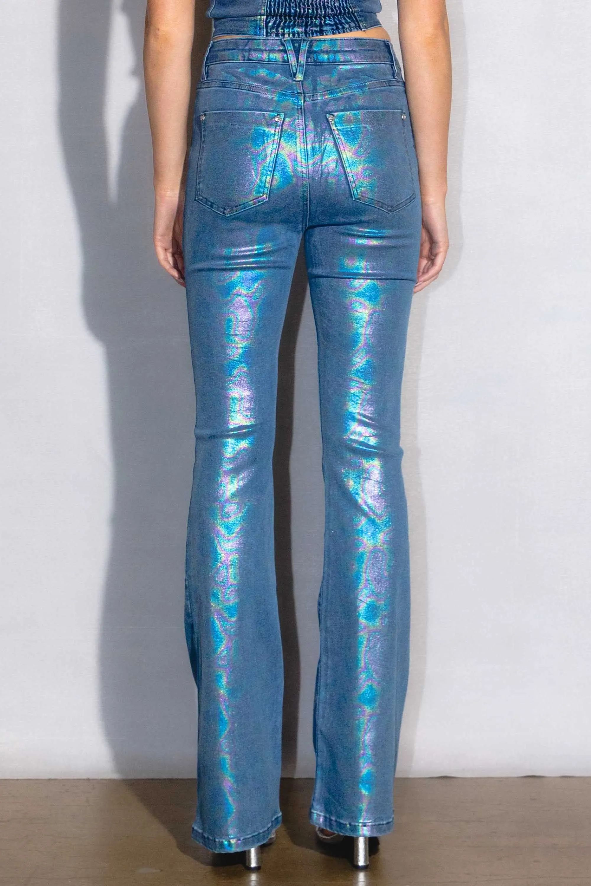 Metallic Bootcut Jeans