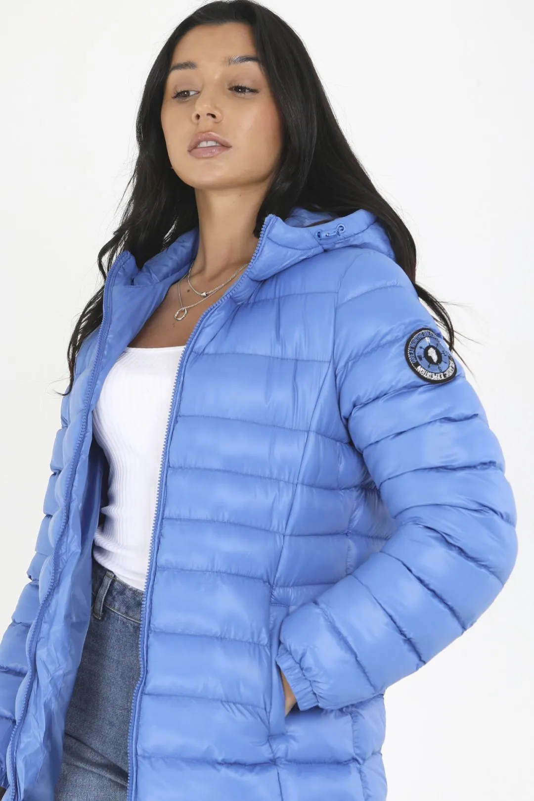 MID BLUE BADGE DETAIL LONGER LENGTH JACKET
