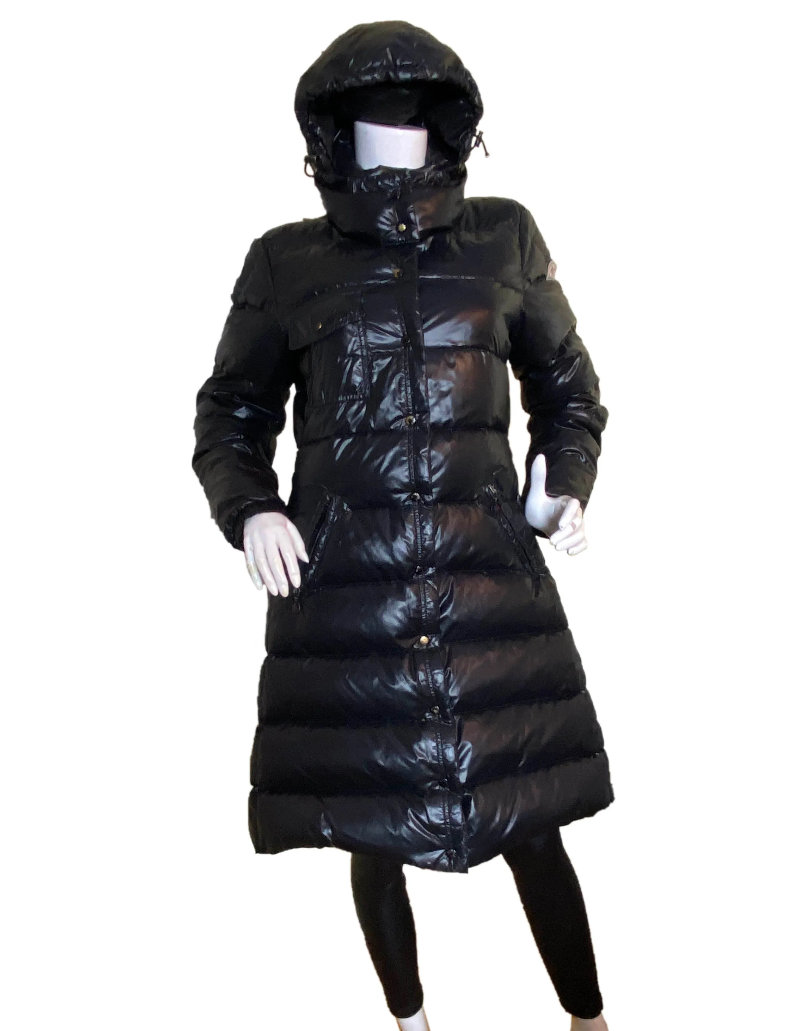 Moncler Black Meina Puffer Down Coat w/Belt & Detachable Hood sz 2/US M