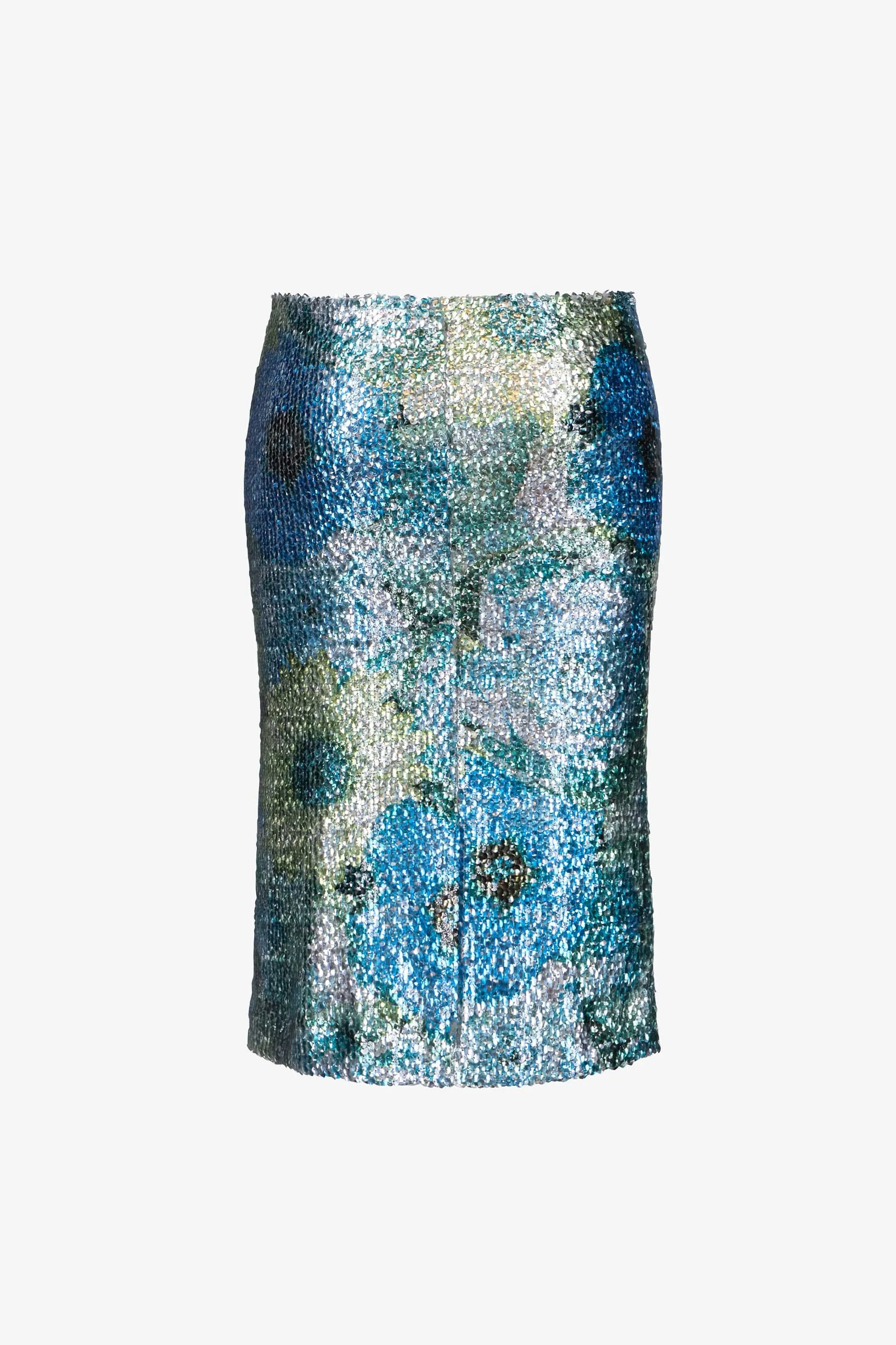 Silver Dew Sequin Midi Skirt