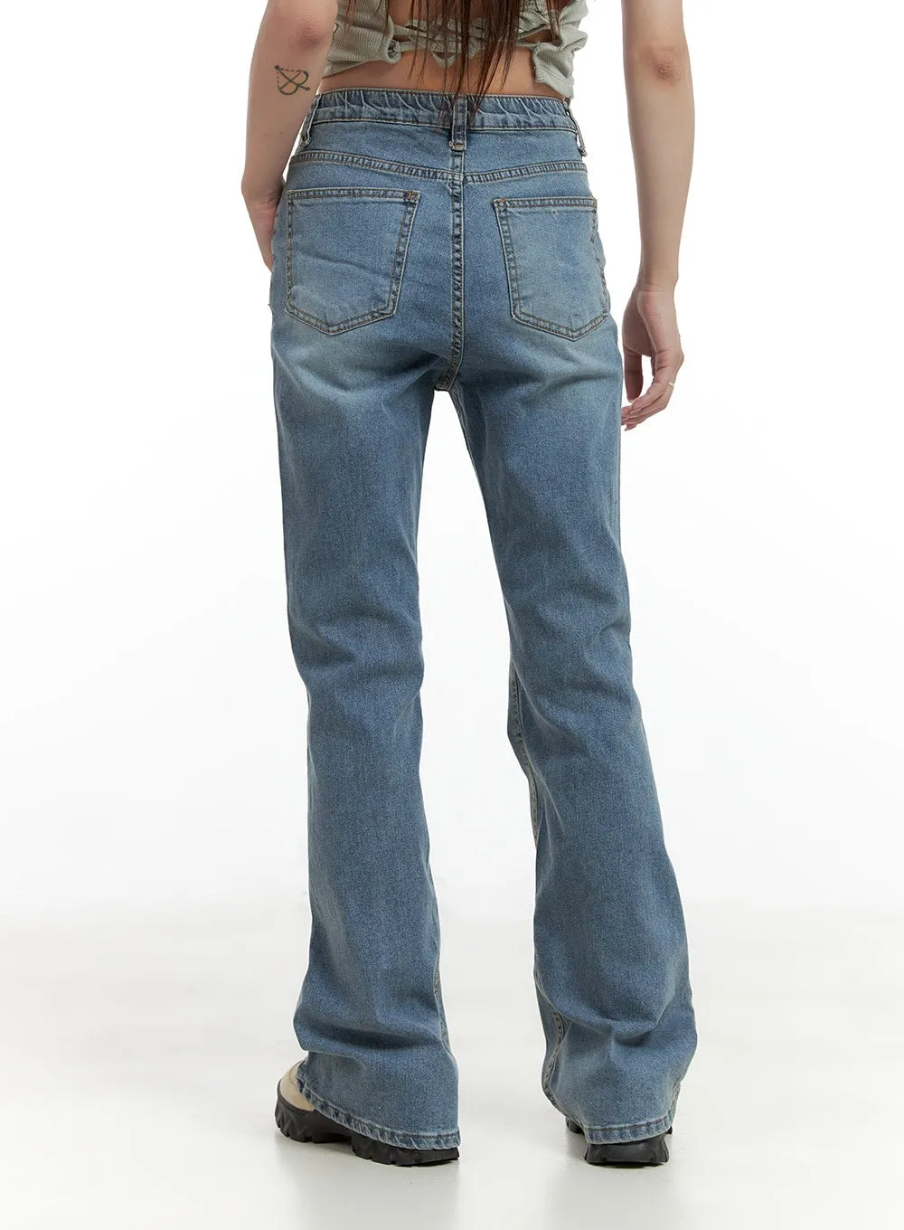Solid Low Rise Bootcut Jeans CL425