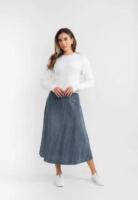 Teen Linen Midi Length Skirt With Ruffle At Bottom
